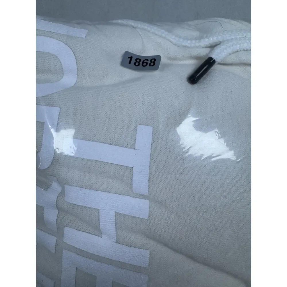 The North Face Hoodie Men’s Large Cream Pullover Sweatshirt Logo Fleece